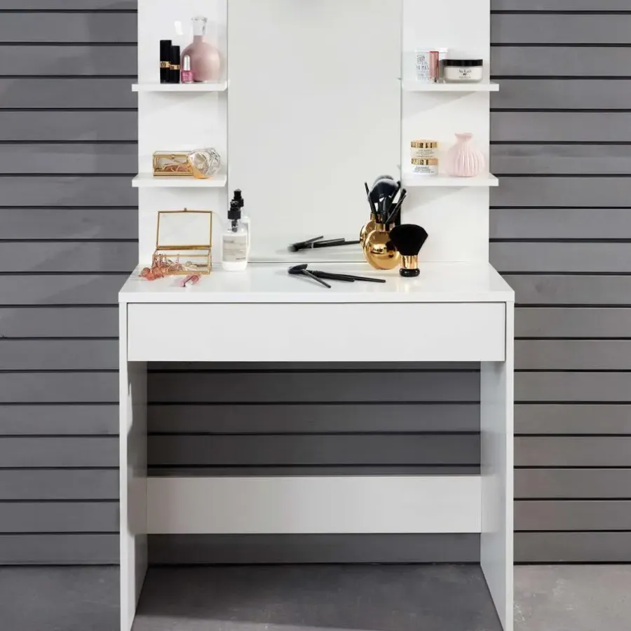 Kaptafels-Trendteam Make-uptafel Basix - 85 x 40 x 141 cm - 100% Melaminegecoat - Wit