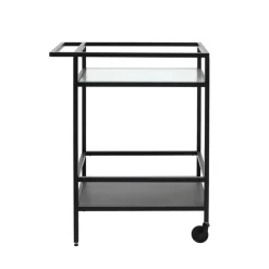 Trolleys-Giga Living Trolley Zwart Metaal/Glas - 70x42x85cm - Bronco