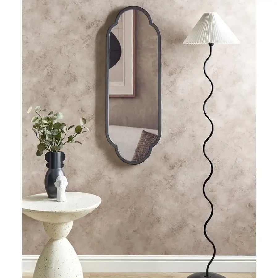 Spiegels-Beliani TROUY - Wandspiegel - Zwart- 32 x 102 cm - Metaal