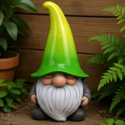 Tuindecoratie-Merkloos Tuinkabouter gnoom - groene muts - polystone - 23 cm