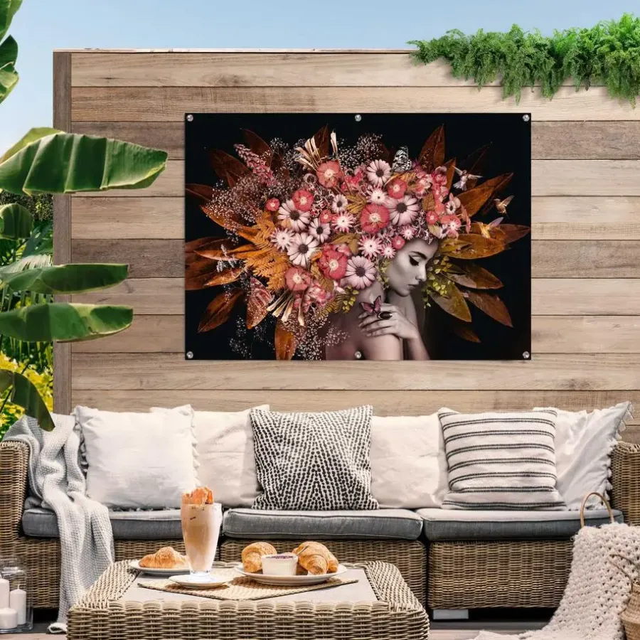 Reinders Tuinposter Bloemenrijkdom - 100 x 140cm - Bruin