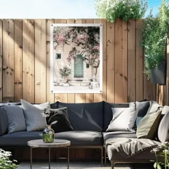 Tuindecoratie-Reinders Tuinposter Deur in Griekenland - 80 x 60cm - Beige