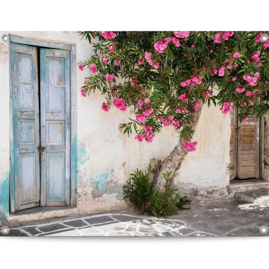 Tuindecoratie-Reinders Tuinposter Greek Facade - 60 x 80cm - Roze