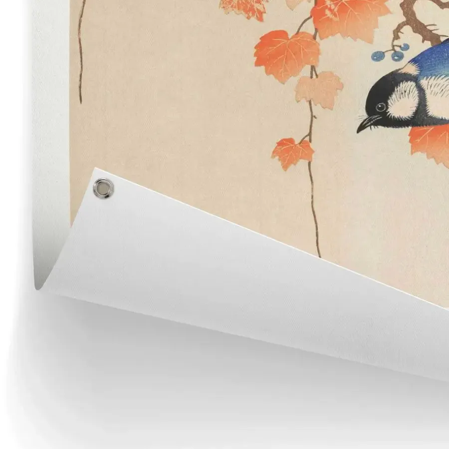 Reinders Tuinposter Ohara Koson Great tit - 80 x 60cm - Oranje