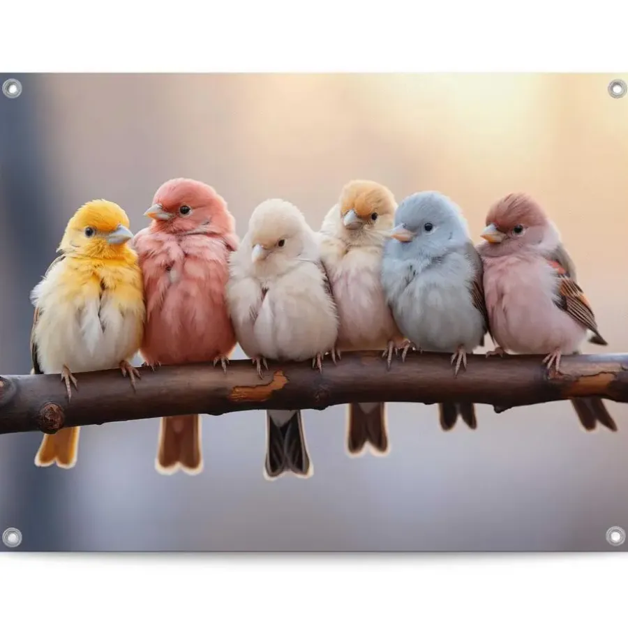 Reinders Tuinposter Pastel Birds - 60 x 80cm - Bont