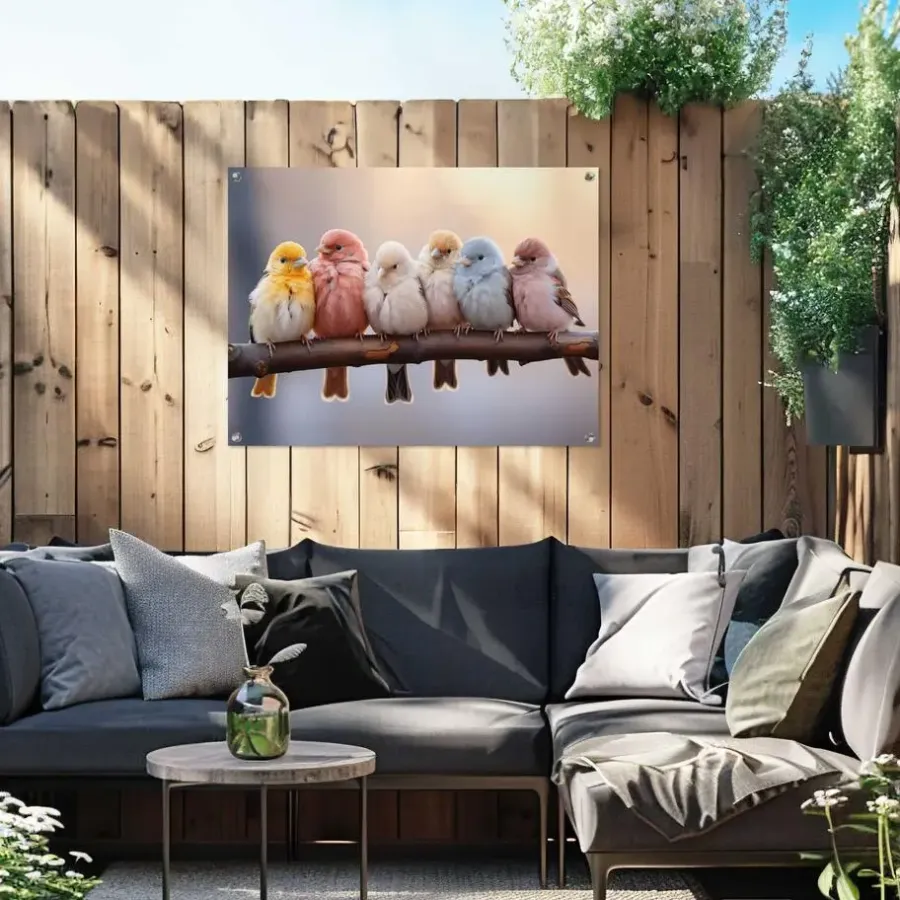 Reinders Tuinposter Pastel Birds - 60 x 80cm - Bont