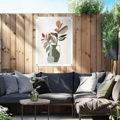 Tuindecoratie-Reinders Tuinposter Vaas met bladertakken - 80 x 60cm - Groen