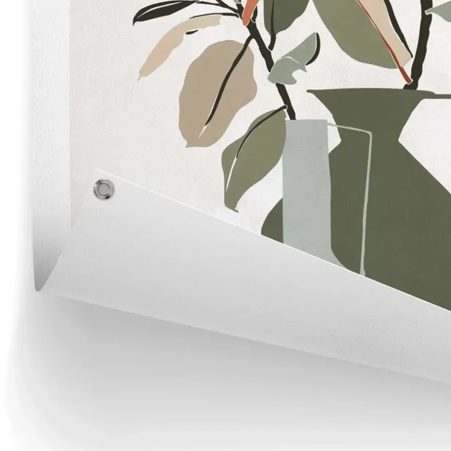 Tuindecoratie-Reinders Tuinposter Vaas met bladertakken - 80 x 60cm - Groen