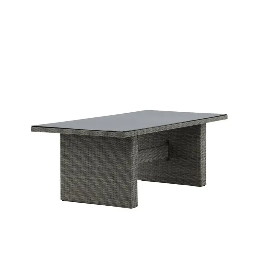 Fjôrd Tuintafel Grijs Wicker/Glas - 200x100x74cm - Padova