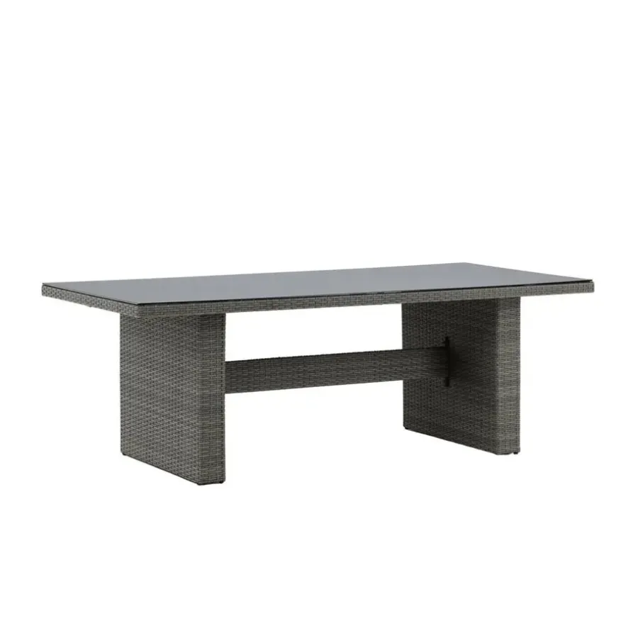 Fjôrd Tuintafel Grijs Wicker/Glas - 200x100x74cm - Padova