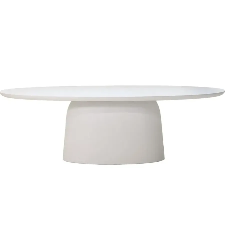 Tuintafels-Giga Meubel Tuintafel Ovaal - Wit Betonlook - 200x110x74cm - Myrna