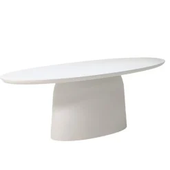 Tuintafels-Giga Meubel Tuintafel Ovaal - Wit Betonlook - 200x110x74cm - Myrna