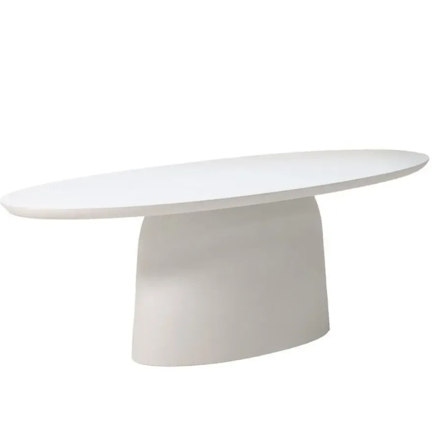 Tuintafels-Giga Meubel Tuintafel Ovaal - Wit Betonlook - 200x110x74cm - Myrna