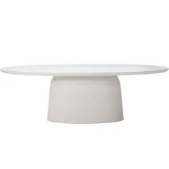Giga Meubel Tuintafel Ovaal - Wit Betonlook - 240x110x74cm - Myrna