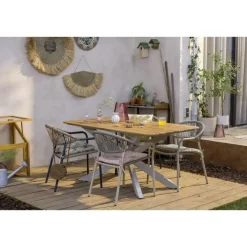 Tuintafels-Leen Bakker Tuintafel Perpignan - zand/metaal - 75x160x90 cm