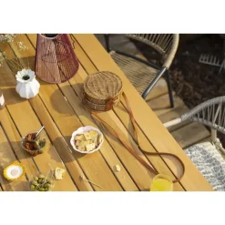 Tuintafels-Leen Bakker Tuintafel Perpignan - zand/metaal - 75x160x90 cm