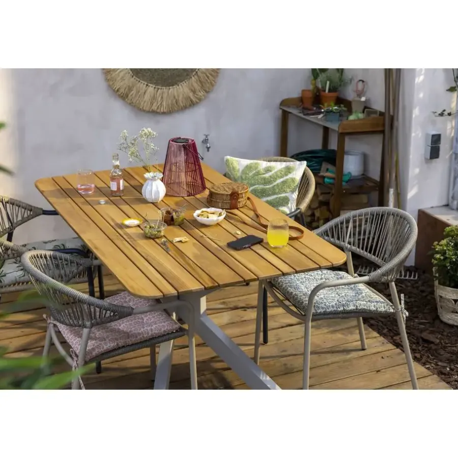 Tuintafels-Leen Bakker Tuintafel Perpignan - zand/metaal - 75x160x90 cm