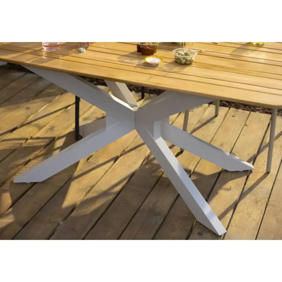 Tuintafels-Leen Bakker Tuintafel Perpignan - zand/metaal - 75x160x90 cm