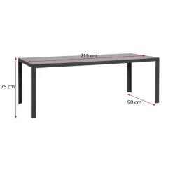 Leen Bakker Tuintafel Savoie - aluminium/glas antraciet - 75x215x90 cm