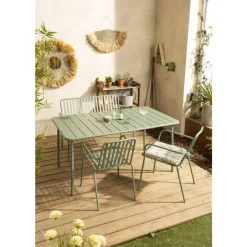 Leen Bakker Tuintafel Vence - metaal lichtgroen - 72x150x90 cm