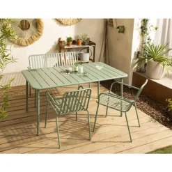 Leen Bakker Tuintafel Vence - metaal lichtgroen - 72x150x90 cm