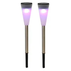 Buitenverlichting|Prikspots-Merkloos Tuinverlichting prikspot - LED - gekleurd - RVS - 36 cm