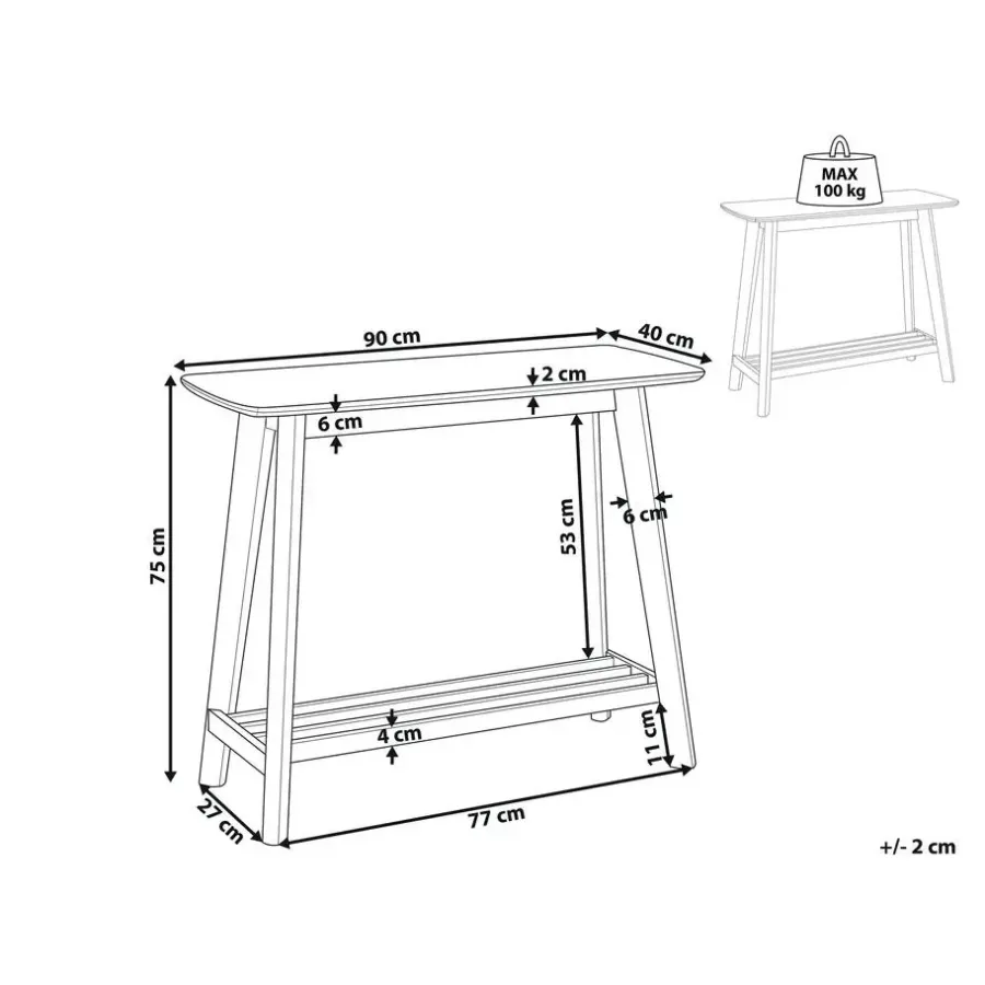 Beliani TULARE - Consoletafel - Lichte houtkleur - Rubberhout
