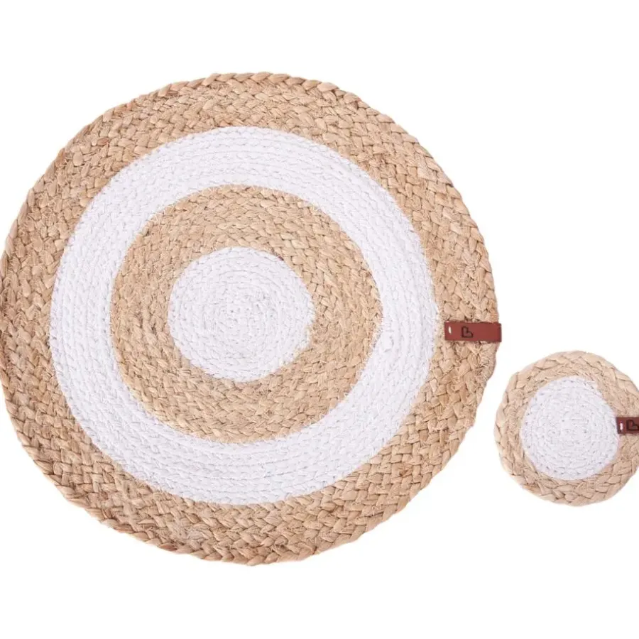 Placemats-Leen Bakker TUMERIC - Set van 12 placemats en onderzetters - Natuurlijk - Jute