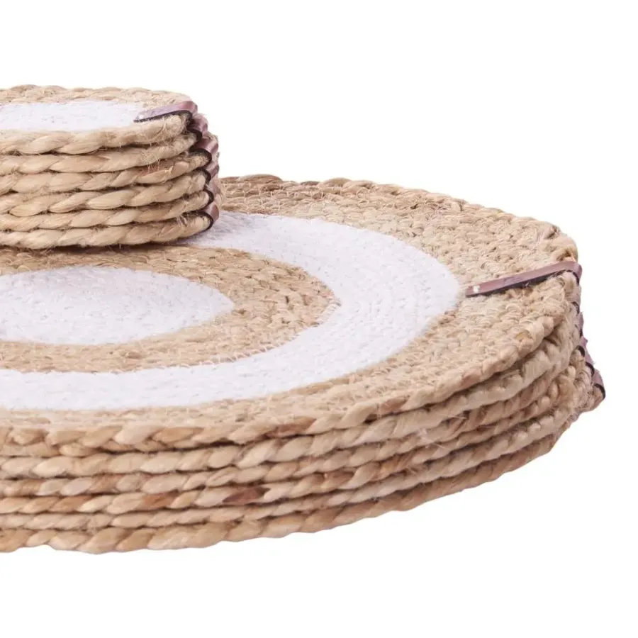 Placemats-Leen Bakker TUMERIC - Set van 12 placemats en onderzetters - Natuurlijk - Jute