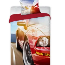 Kinderdekbedovertrekken-Merkloos Turbo Car Dekbedovertrek - Eenpersoons - 140 x 200 cm - Multi