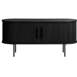 Tv Meubels-Giga Living Tv-Meubel Eikenhout Zwart - 40x120x55cm - Schuifdeuren - Nola