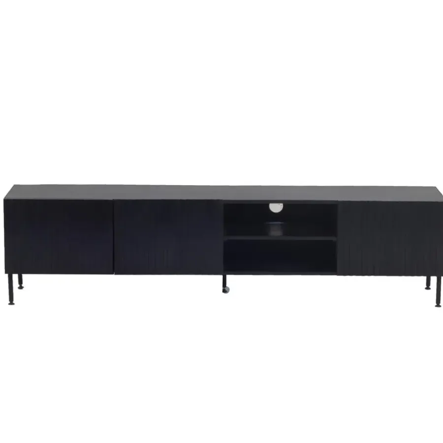 Tv Meubels-Giga Meubel Tv-Meubel Mangohout Zwart - 200x40x50cm - 3-Deurs - Kast Roman