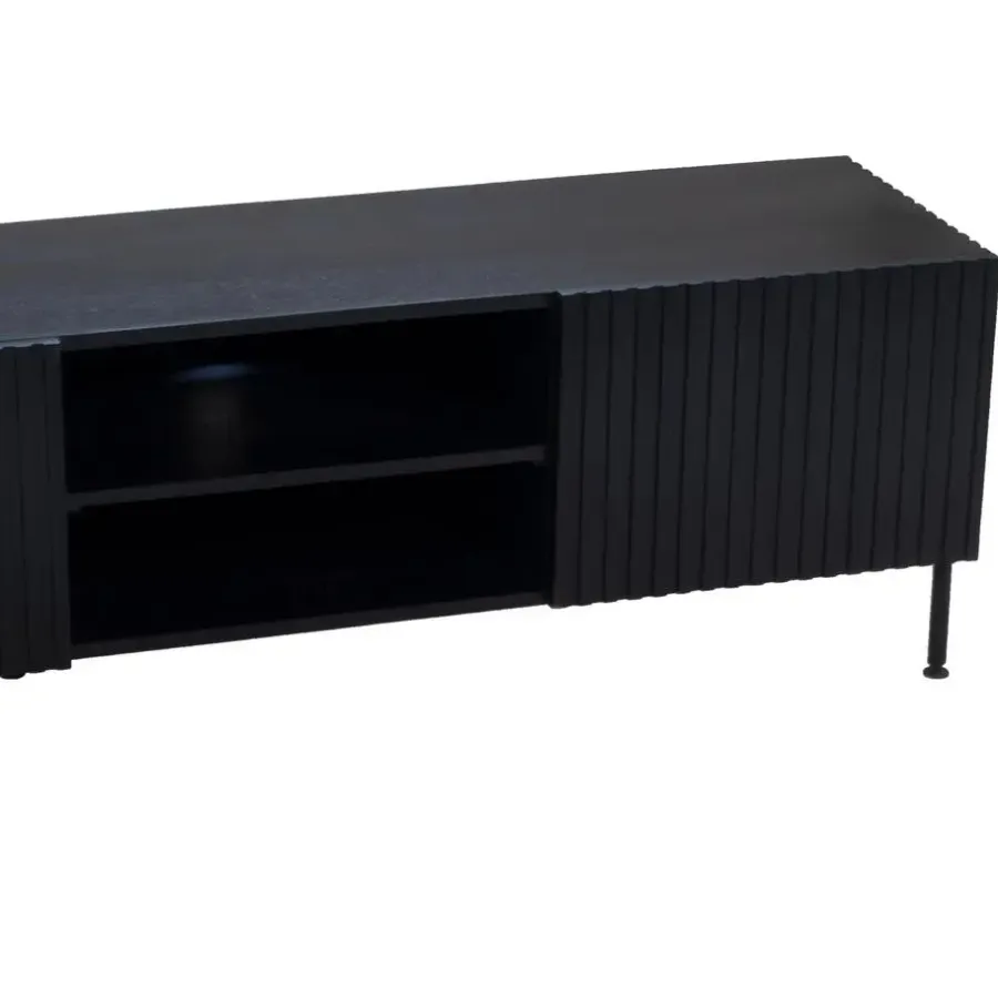 Tv Meubels-Giga Meubel Tv-Meubel Mangohout Zwart - 200x40x50cm - 3-Deurs - Kast Roman