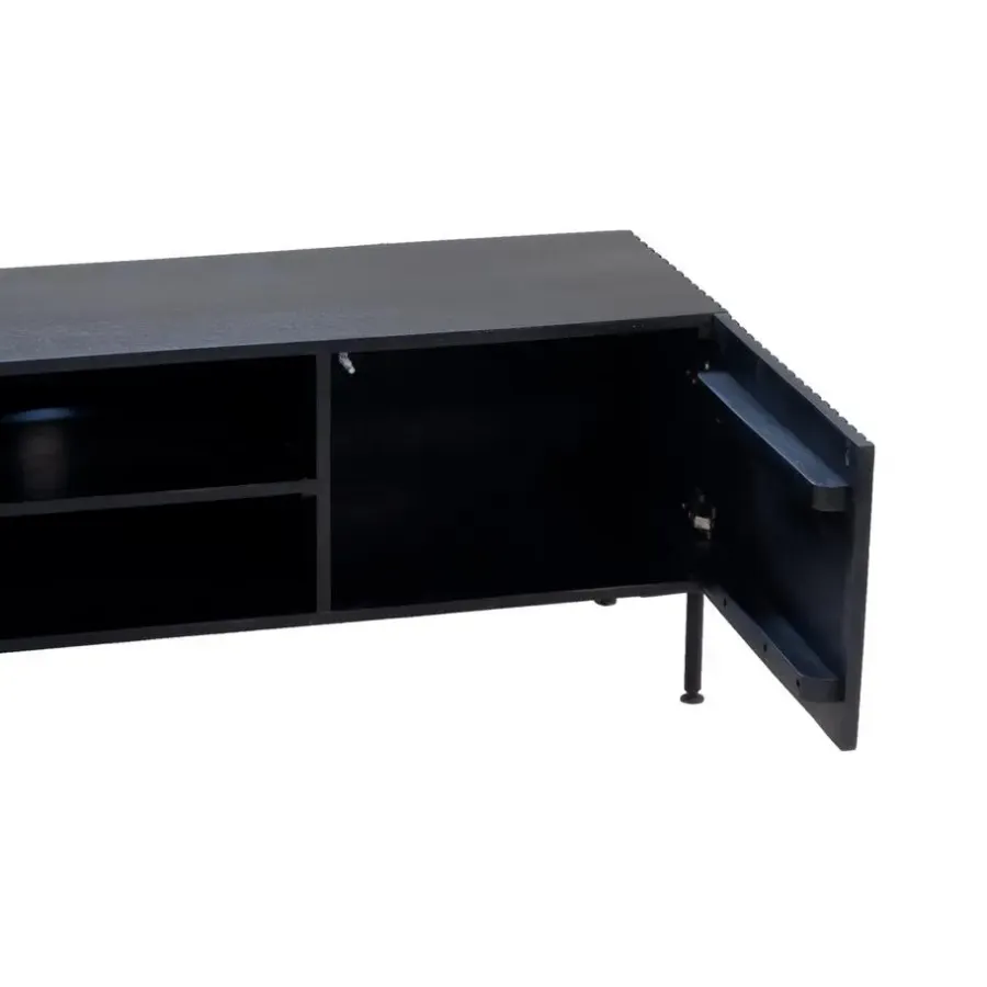 Tv Meubels-Giga Meubel Tv-Meubel Mangohout Zwart - 200x40x50cm - 3-Deurs - Kast Roman
