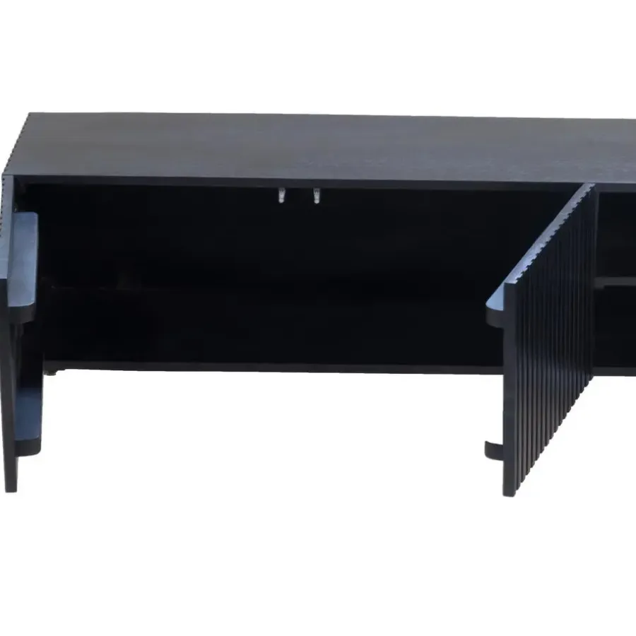 Tv Meubels-Giga Meubel Tv-Meubel Mangohout Zwart - 200x40x50cm - 3-Deurs - Kast Roman