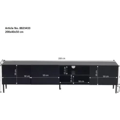 Tv Meubels-Giga Meubel Tv-Meubel Mangohout Zwart - 200x40x50cm - 3-Deurs - Kast Roman