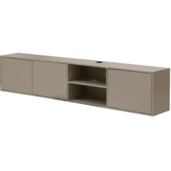 Tv Meubels-Giga Meubel Tv-Meubel Taupe Mangohout - 3-Deurs - 200x30x40cm - Loiza