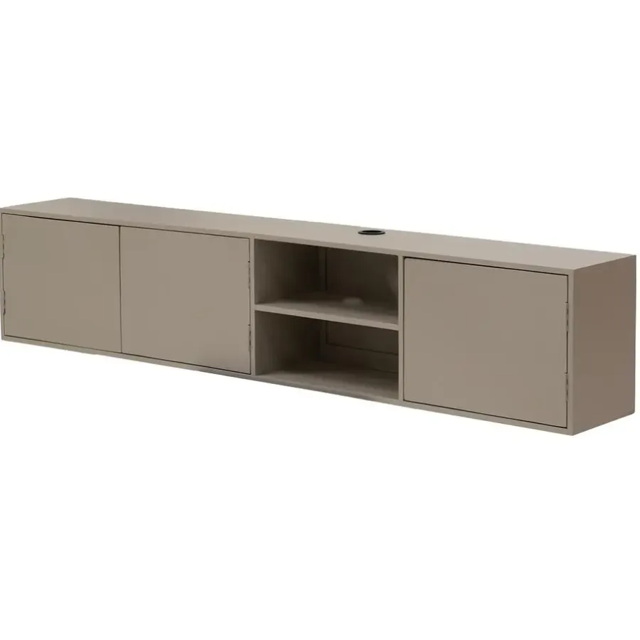 Tv Meubels-Giga Meubel Tv-Meubel Taupe Mangohout - 3-Deurs - 200x30x40cm - Loiza