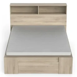 2-Persoons Bedden-CBA Tweepersoonsbed Maksim - 140x190/200cm - met opbergruimte - eikdecor