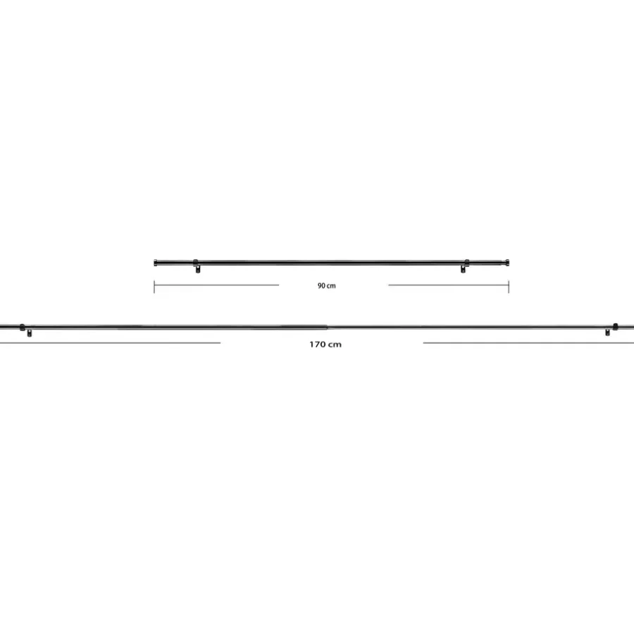 ACAZA Uitschuifbare Gordijnroede - Aanpasbaar - Stang van 90-170 cm - Zwart