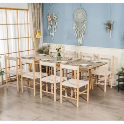 Houten Eettafels-Nordlys Uitschuifbare rechthoekige eettafel voor 6-8 personen van bruin