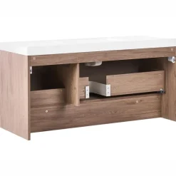 Wastafelkasten-Leen Bakker UMAYO - Wandgemonteerd meubel met wasbak - Lichtbruin - 120 cm - MDF