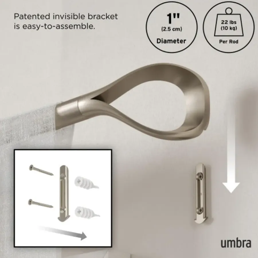 Gordijnroedes-Umbra Loop 2,5 cm Gordijnroede, 93-304 cm
