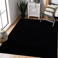 Muratap Uni Effen Laagpolig Vloerkleed Modern Zwart - 240x340 CM