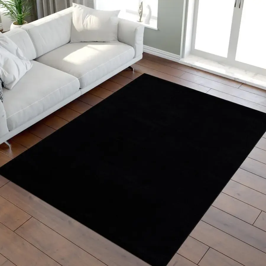 Muratap Uni Effen Laagpolig Vloerkleed Modern Zwart - 240x340 CM