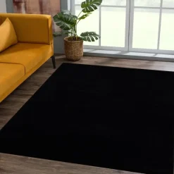 Muratap Uni Effen Laagpolig Vloerkleed Modern Zwart - 240x340 CM