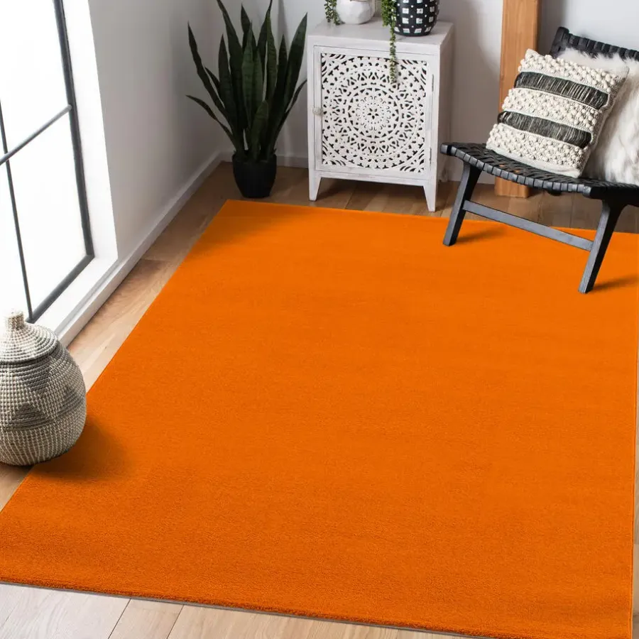 Laagpolige Vloerkleden-Muratap Uni Effen Laagpolig Vloerkleed Modern Oranje - 200x290 CM