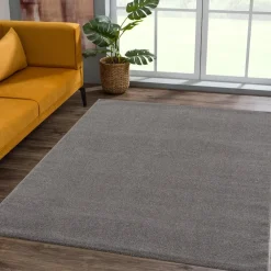 Muratap Uni Effen Laagpolig Vloerkleed Modern Grijs - 240x340 CM