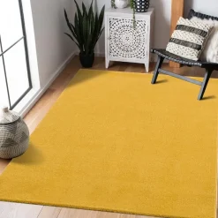 Laagpolige Vloerkleden-Muratap Uni Effen Laagpolig Vloerkleed Modern Geel - 120x170 CM
