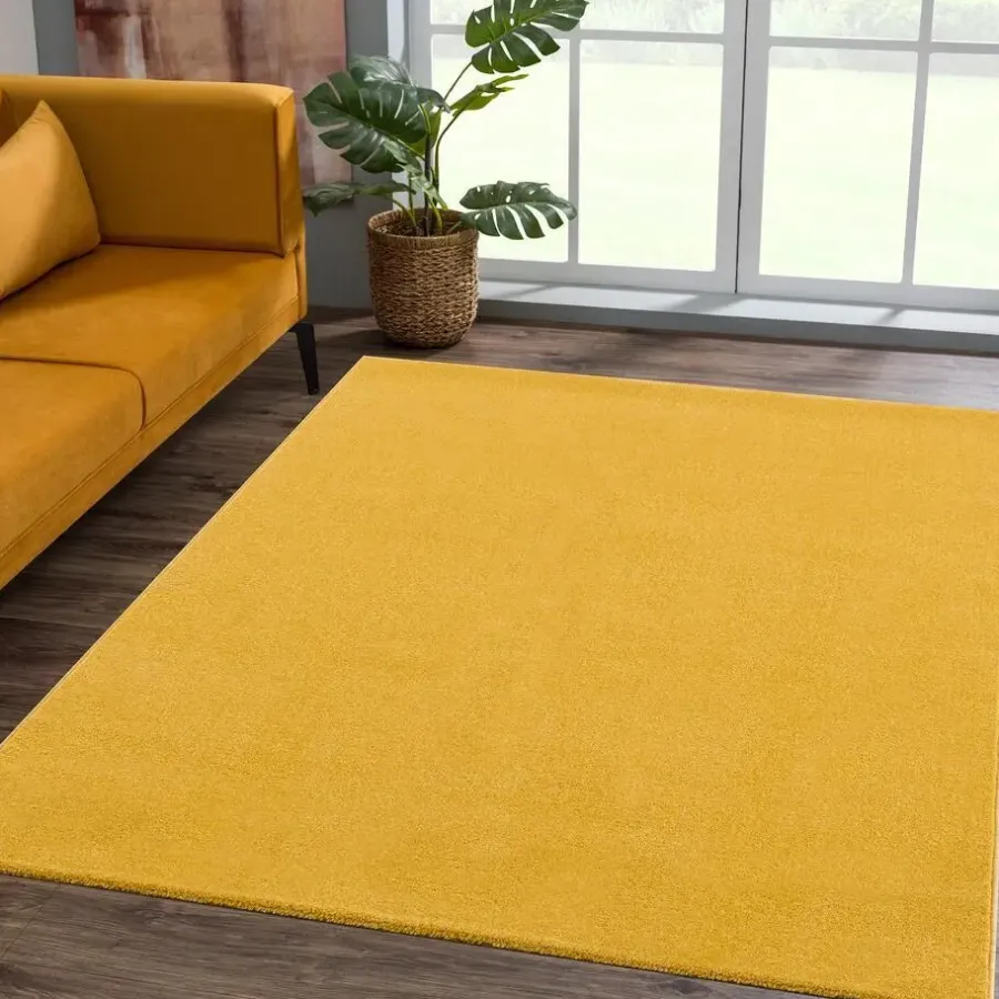Laagpolige Vloerkleden-Muratap Uni Effen Laagpolig Vloerkleed Modern Geel - 120x170 CM